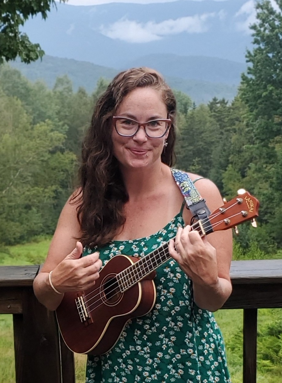 Meg playing ukulele