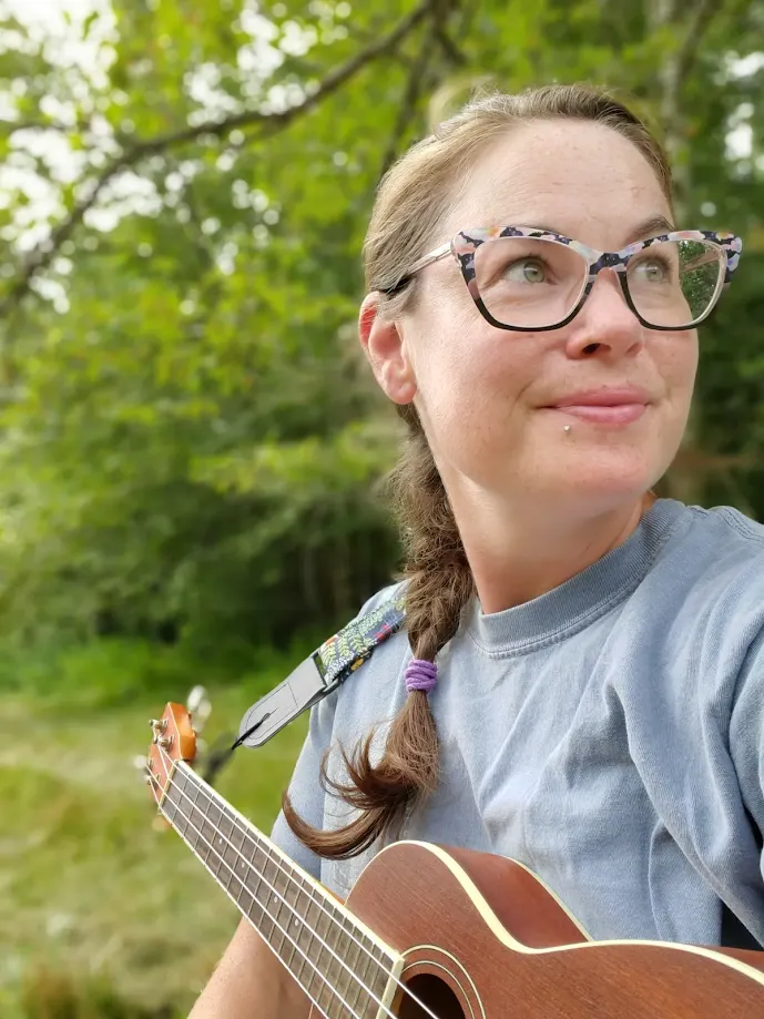 Meg playing ukulele